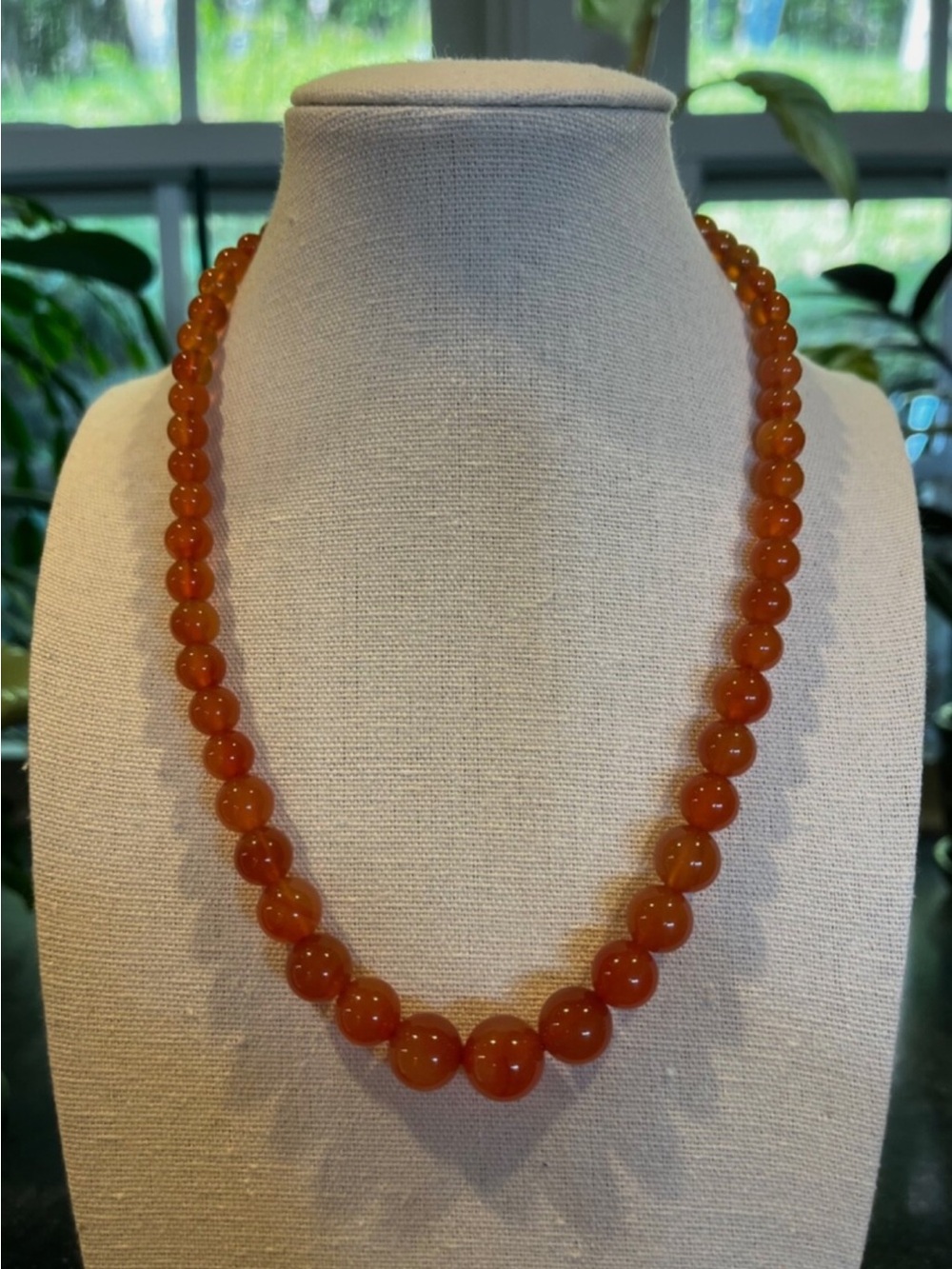 Carnelian Bead Necklace - Warm Orange Gemstone Strand